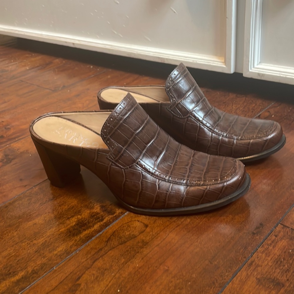 Brown mini loafer heels